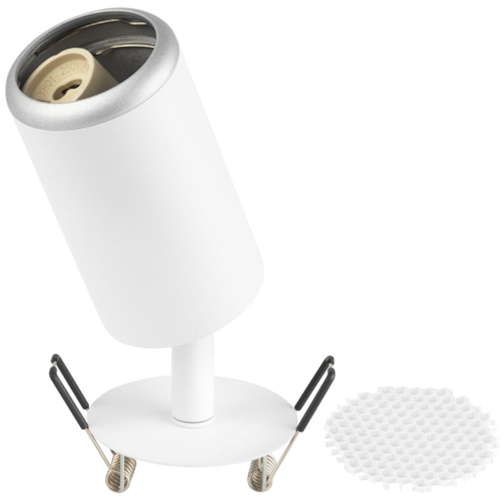 Светильник встраиваемый алюминиевый ЭРА KL106 WH/SL под лампу MR16 GU10 белый/серебро матовый | Алюминиевые встраиваемые светильники