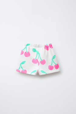 ZARA ШОРТЫ-БЕРМУДЫ MINNIE MOUSE © DISNEY С ПРИНТОМ «ВИШНЯ», ЭКРЮ