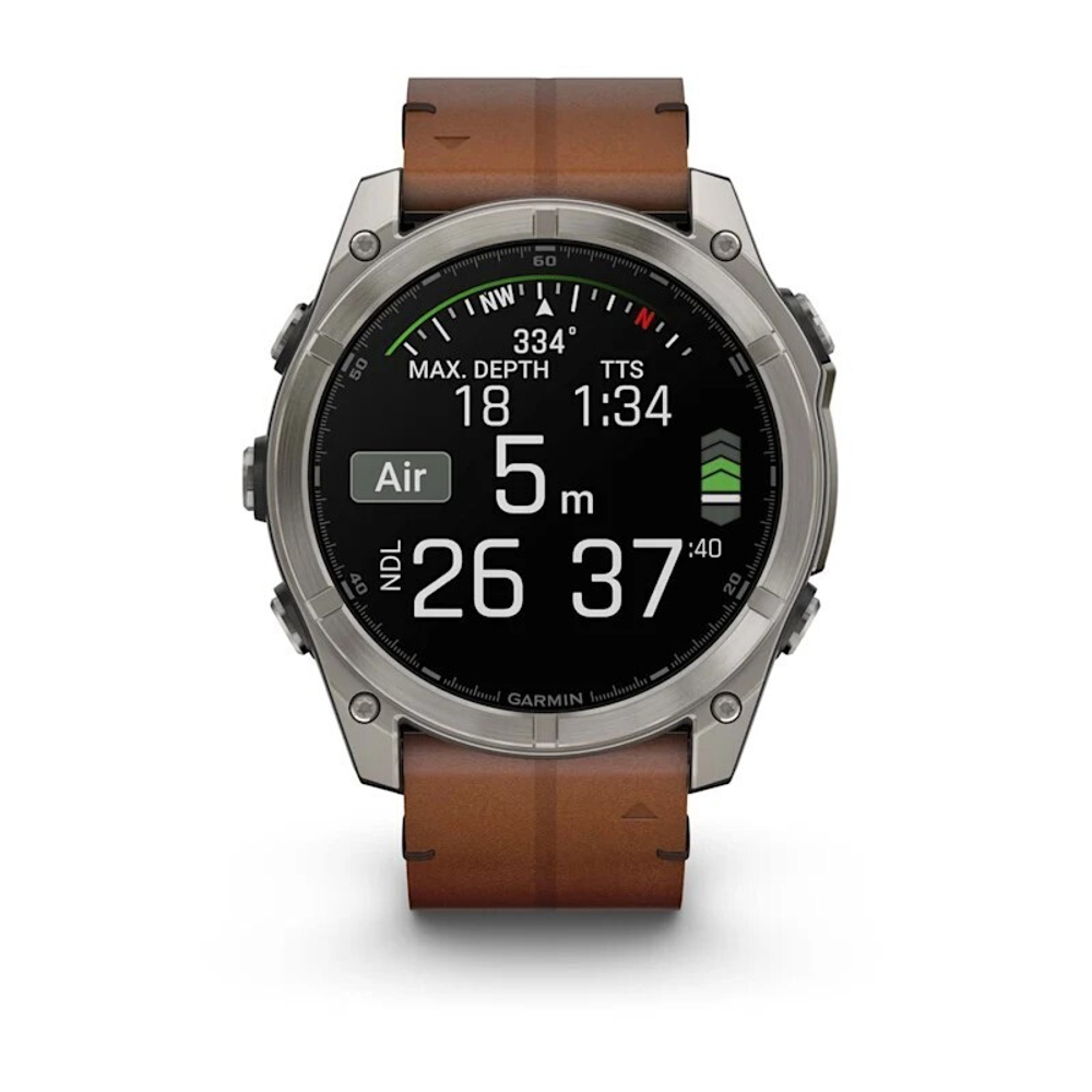 Умные часы Garmin Fenix 8, 51 мм, AMOLED, Sapphire bare Titanium, black with chestnut leather band plus graphite silicone band