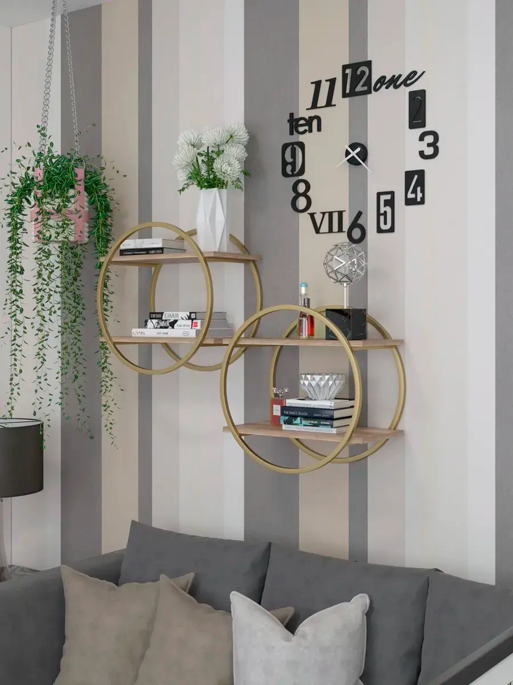 Набор полок круглых настенных злато-дуб  - ЗД