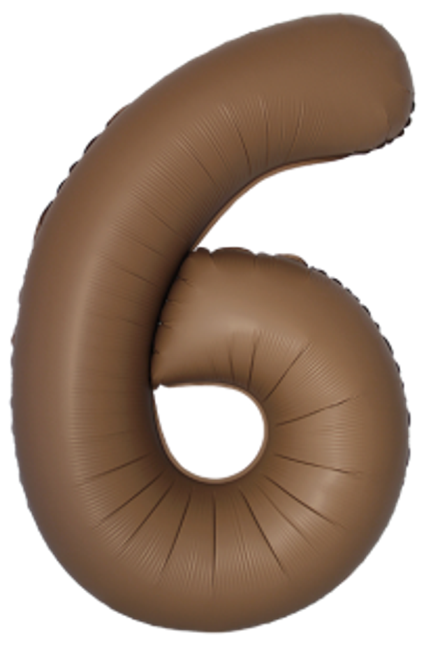 F Шар (40''/102 см) Цифра, 6 Slim, Шоколад, Матовый (БГ-60)