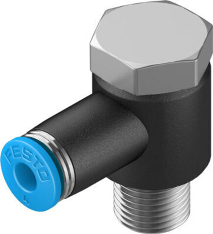 QSLV-1/8-4-100 Угловой штуцер с цанговым зажимом и резьбой