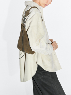 Massimo Dutti Сумка-мешокиз натуральной замши, хаки