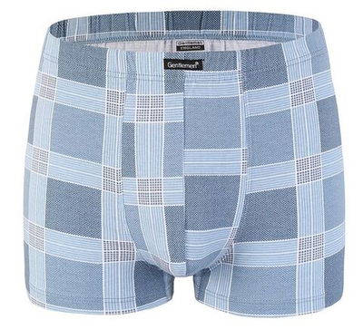 Мужские трусы-боксеры plus size в крупную цветную клетку (Размер: XXXL) (Цвет: голубой)