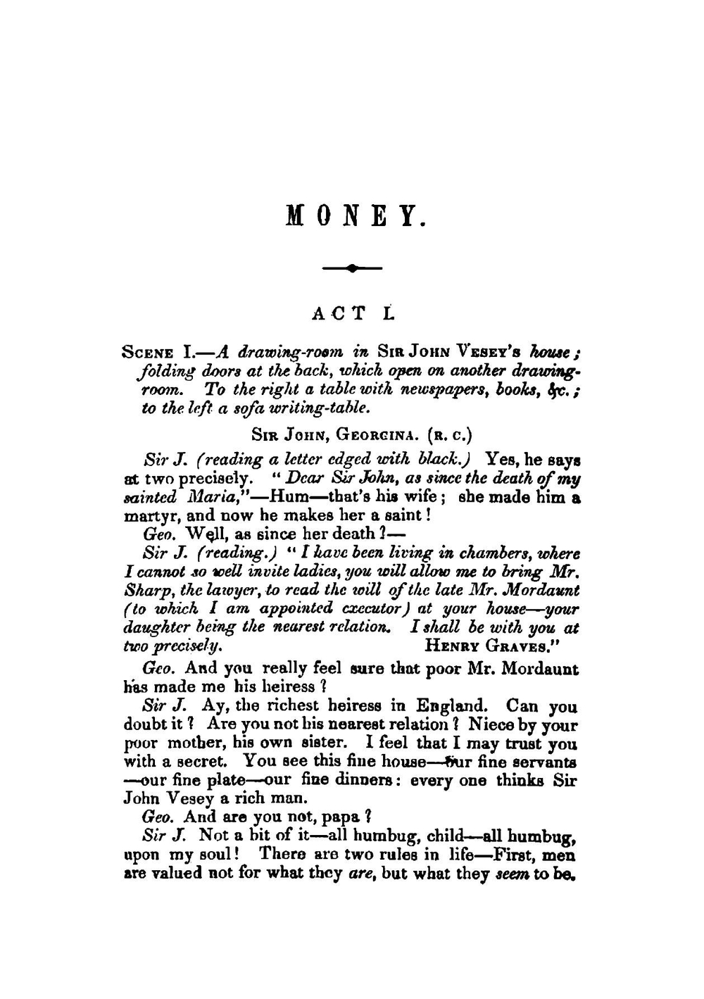 Money | Edward Lytton Baron