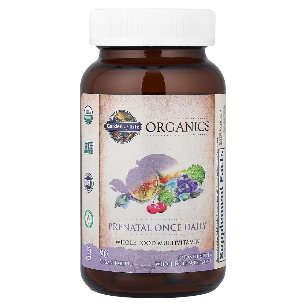 Garden of Life, MyKind Organics, пренатальные мультивитамины, одна таблетка в день, 90 веганских таблеток