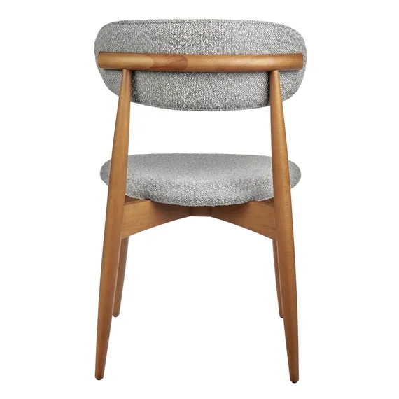 Стул Mod, светло-серое букле, каркас из массива бука в цвете орех