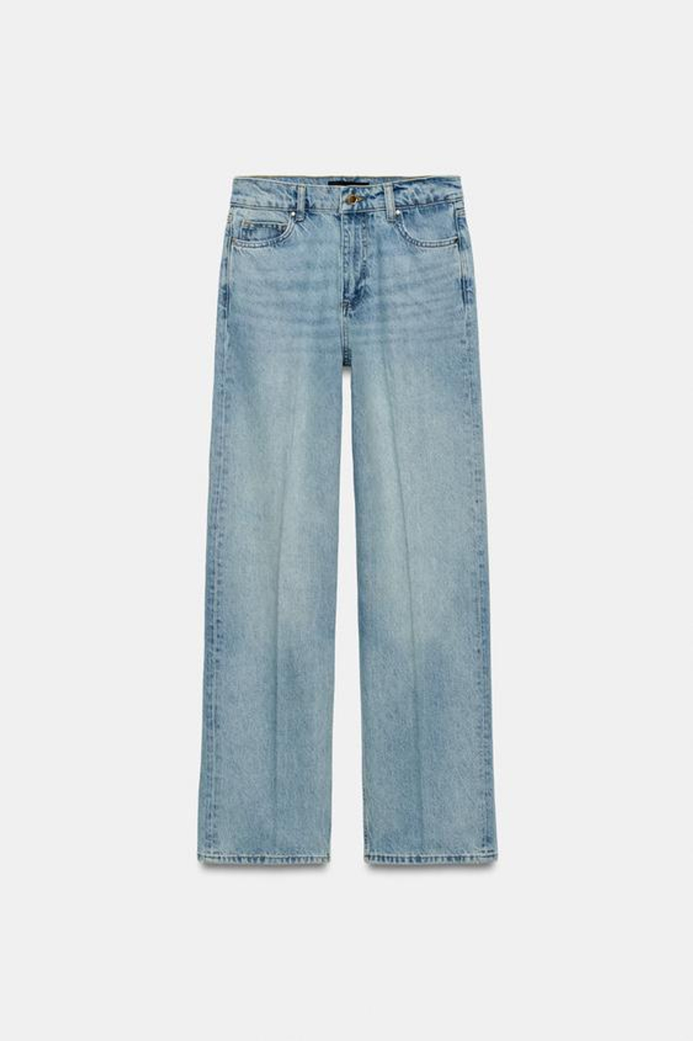 ZARA ДЖИНСЫ Z1975 STRAIGHT С ВЫСОКОЙ ПОСАДКОЙ, ГОЛУБОЙ