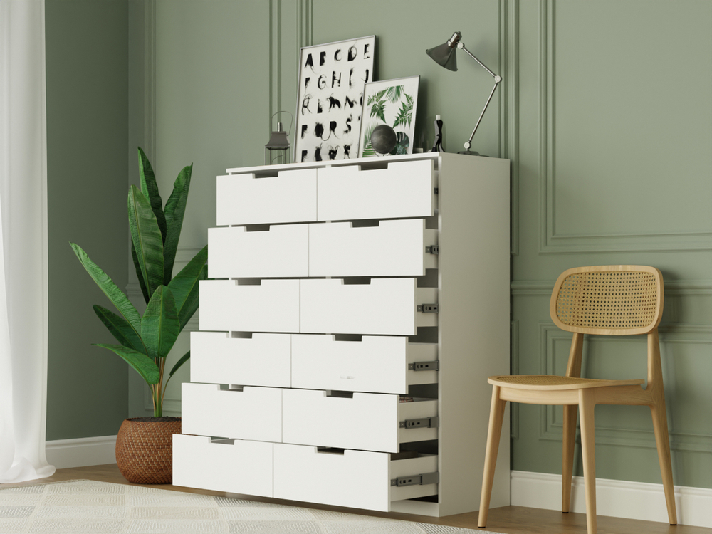 Комод NORDLI 16 (МДФ) Белый DM635-6 120*45*131 см, Белый   Фиеста