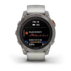 Умные часы Garmin Fenix 7 Pro Sapphire Solar титановый серый с серо-оранжевым ремешком