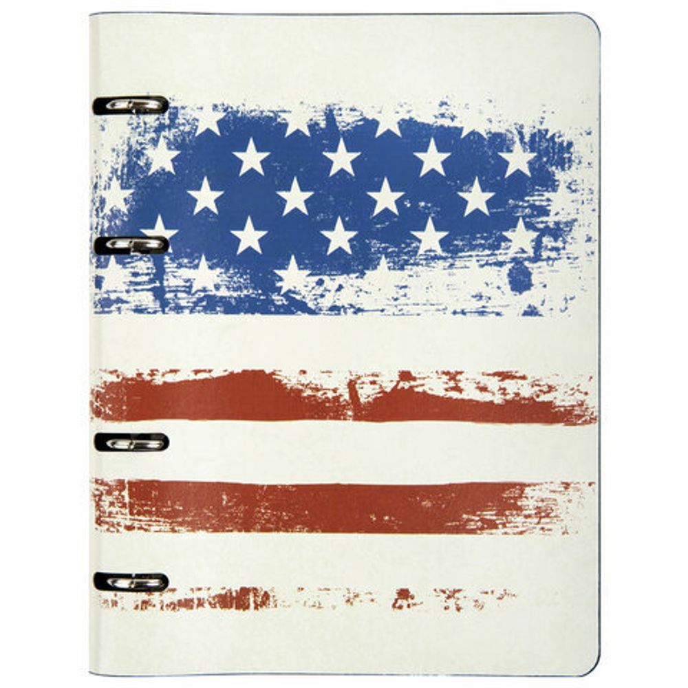 Тетрадь на кольцах А5 (180х220 мм), 80 л., под кожу, BRAUBERG VISTA, "USA", 112122