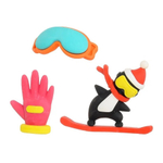 Ластик Qihao, фигурный, разборный, серия "Сноуборд", корпус в форме сноуборда, набор 6 шт