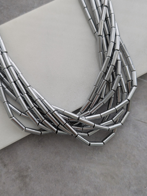 Гематит трубочки 4*13мм, темное серебро