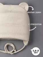 Шапка детская с ушками на завязках на осень