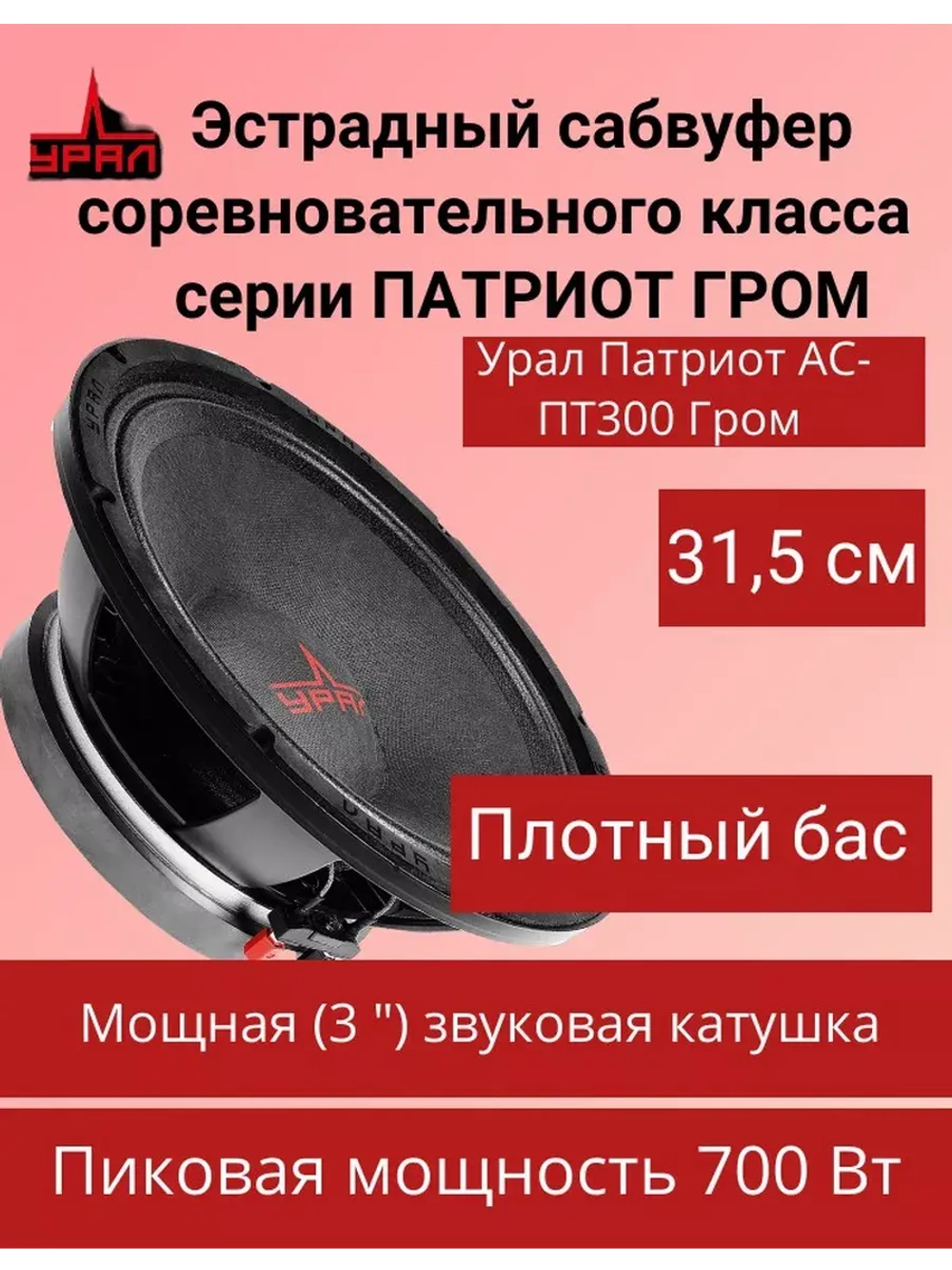 Сабвуфер автомобильный пассивный Патриот ПТ-300 Гром ()