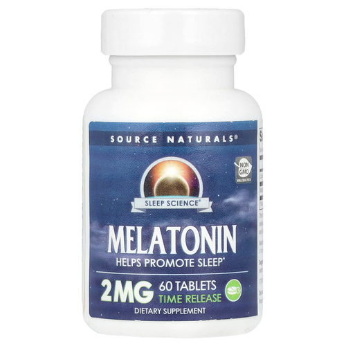 Source Naturals, Sleep Science®, мелатонин, замедленное высвобождение, 2 мг, 60 таблеток