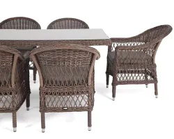 "Амароне" обеденная группа из искусственного ротанга на 6 персон, цвет коричневый