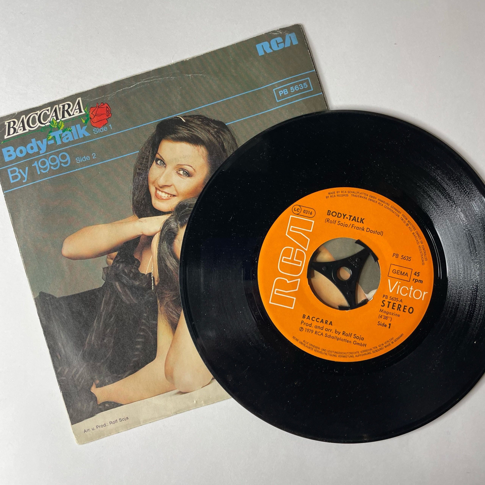 Винтажная виниловая пластинка 7 дюймов (маленькая пластинка) Baccara Body Talk (Германия 1979)