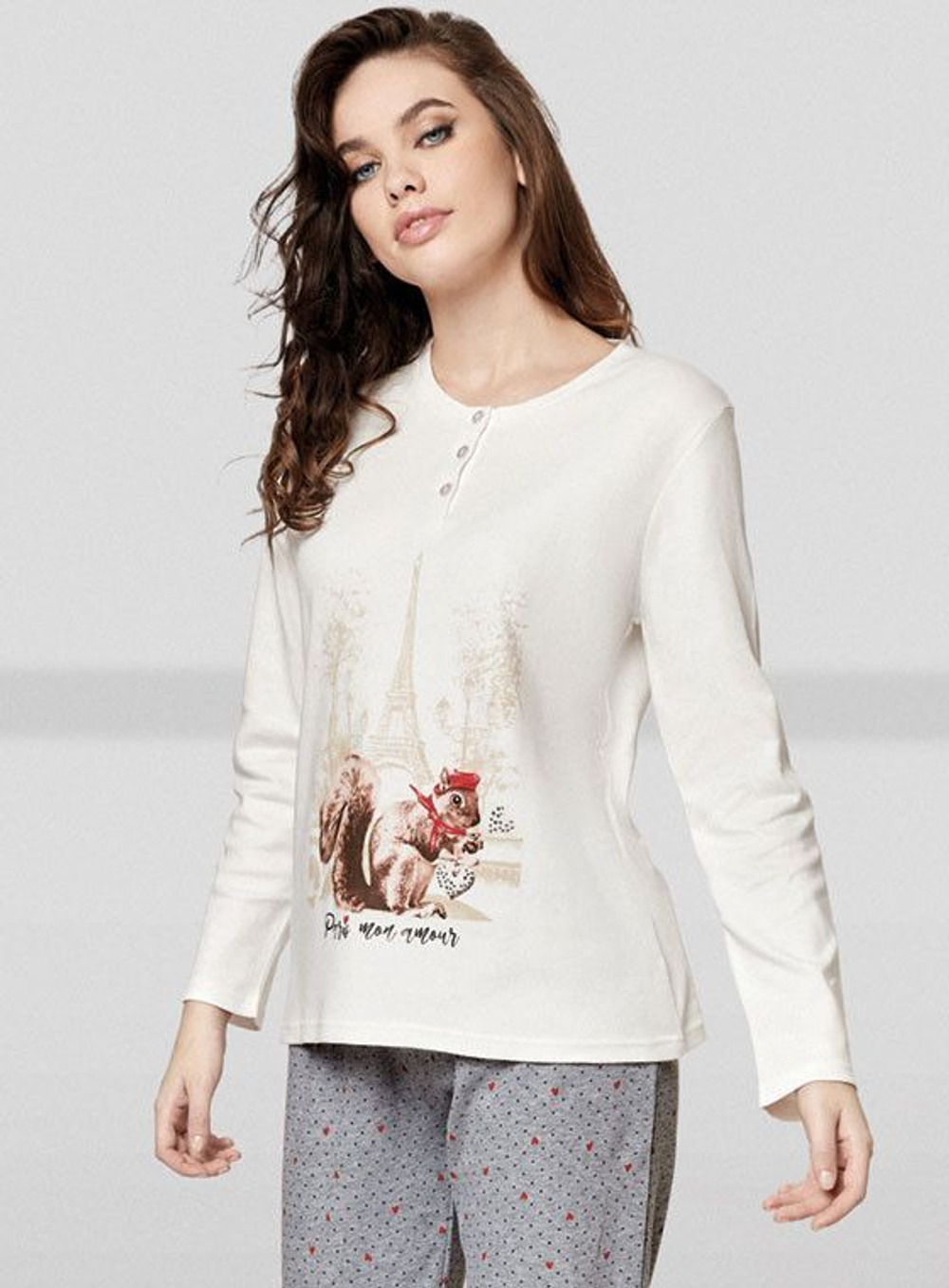 Женская пижама Sweeters: кофта и брючки (Размер: S) (Цвет: серый меланж)