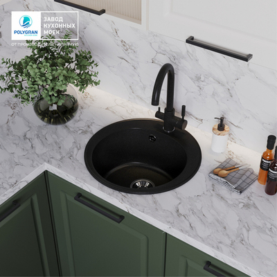 Мойка TOLERO R-108 черный №911, смеситель COLORADO черный №911