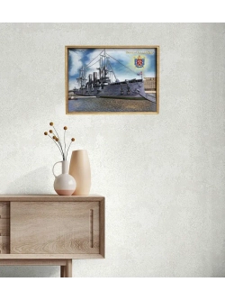 Картина деревянная "Крейсер Аврора" 41х30х4,5 см