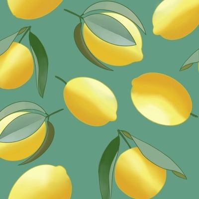 Лимоны на зелёном фоне