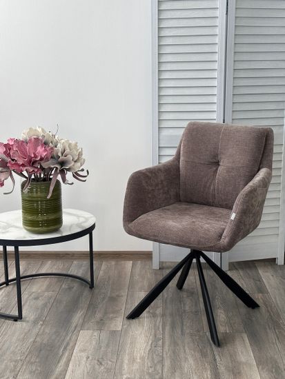 Стул ФЕДЕРИКО ДАНС 180 град. поворотный, NORDIC 35 Серо-коричневый / Черный каркас