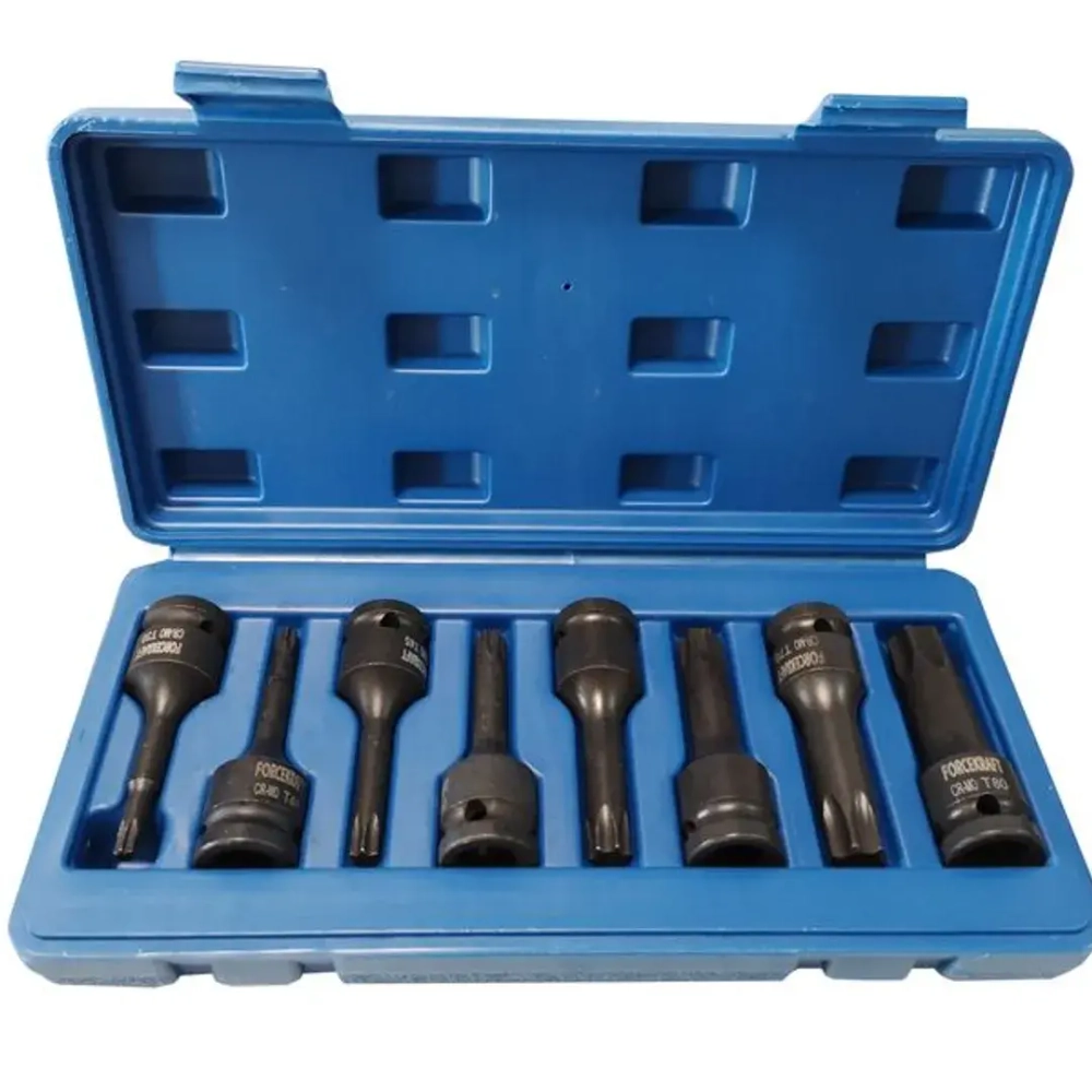 Набор головок-бит TORX ударных 8пр.,1/2''(T30, T40, T45, T50, T55, T60, T70, T80), в кейсе FORCEKRAFT FK-4088MPB