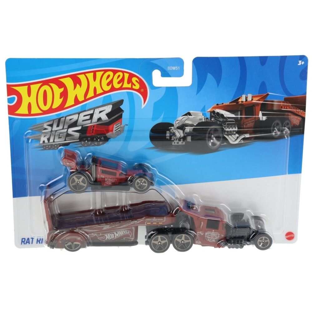 Hot Wheels - Грузовик + раллийная машина Rat Rig HDT05 / артикул   BDW51 HDT05  / GTIN 746775307509