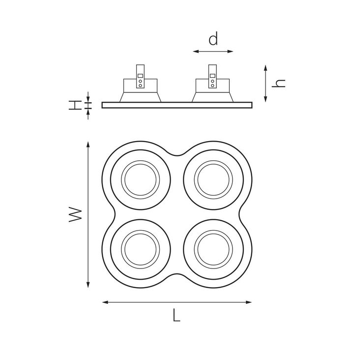 Комплект из светильников и рамки Lightstar Domino Round (214646+214606+214606+214607+214607) D64606060707