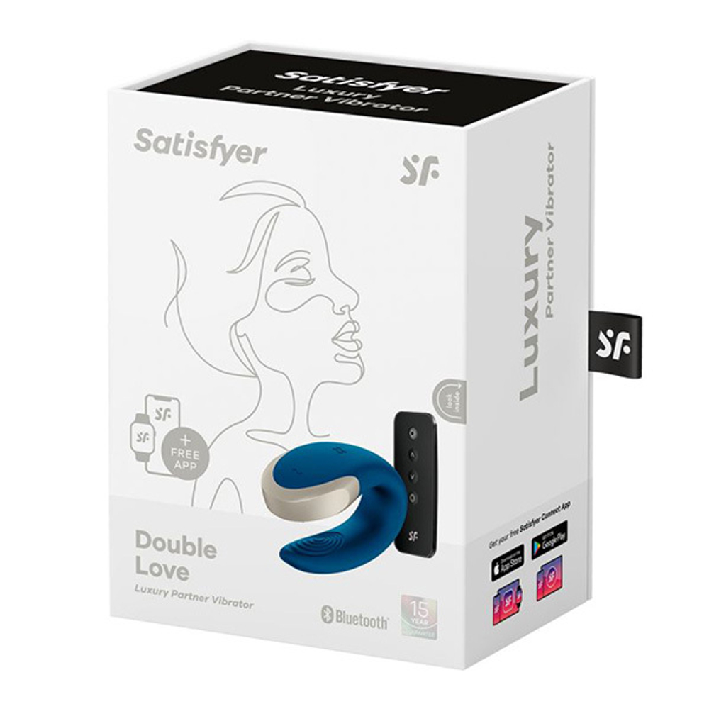 Синий вибратор 8,6см для пар Satisfyer Double Love