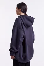 Худи Гербарий Роза Warm со шнурком в поясе темно-серый