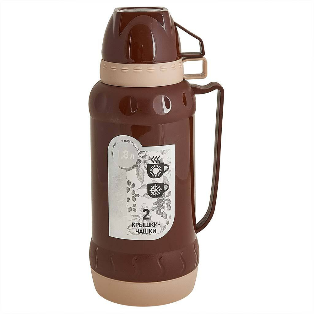 Термос со стеклянной колбой 1,8 л ALPENKOK AK-10108S коричневый