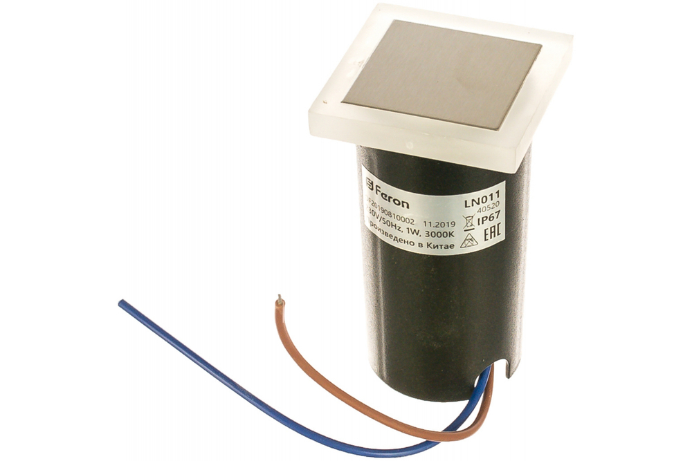 Светильник LED для подсветки ступеней LN011 встраиваемый 1W 3000K, IP67, белый матовый/хром Feron