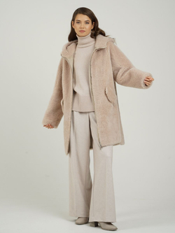 Шуба из шерсти чебурашка тедди, пудровая, SilverFox