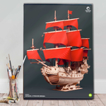 Корабль "Утренняя Звезда" (Lemmo). Красные паруса, Сборная модель, деревянный конструктор, 3D пазл, подарки, хобби, короблестроение, судомоделизм, алые паруса