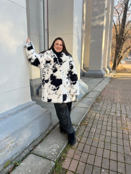 Шуба утепленная эко-мех Черная Корова