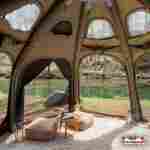 Пневмокаркасная юрта «Гармония» 5×5×2,5 м — для глэмпинга из ПВХ, зелёная