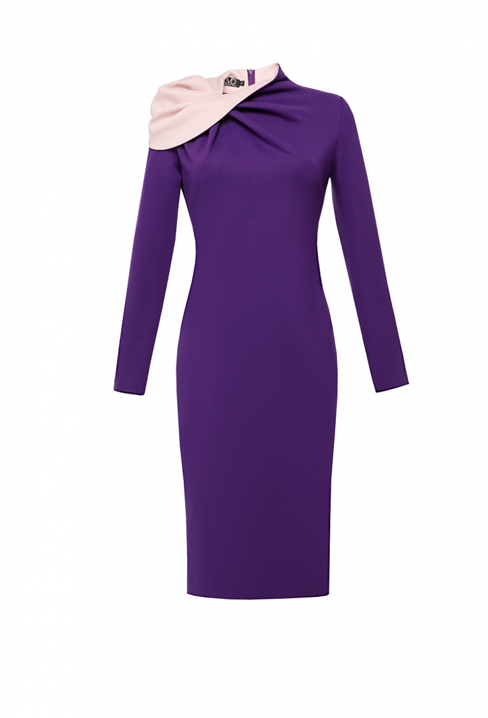 Трикотажное платье-футляр с воротником в виде розы 02-02-21 FW