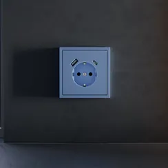 Накладка для розетки с заземлением и защитными шторками, с USB A+C, S70 (деним)