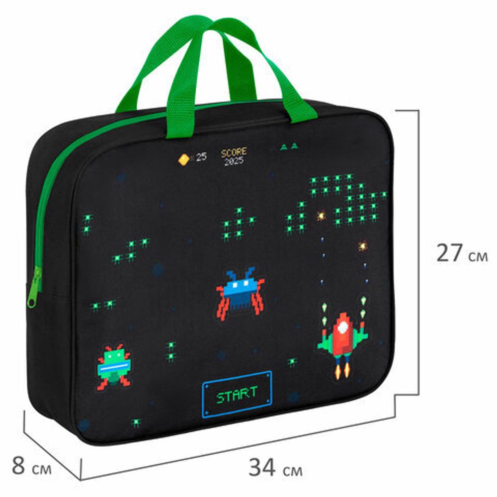 Папка на молнии с ручками BRAUBERG А4, 1 отделение, полиэстер, 80 мм, "Space strike", 273306