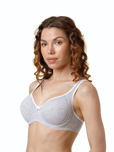 Серый хлопковый бюстгальтер с мягкой чашкой (Размер: 95D) (Цвет: серый)