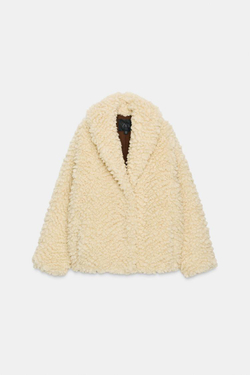 ZARA КОРОТКАЯ ШУБА ИЗ ИСКУССТВЕННОЙ ОВЧИНЫ — ZW COLLECTION, КРЕМОВЫЙ