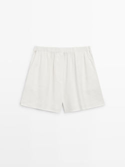 Massimo Dutti Льняные шорты-бермуды в стиле «Total Look», экрю