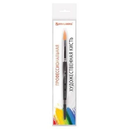Кисть художественная профессиональная, синтетика жесткая, круглая № 10, короткая ручка, Brauberg Art
