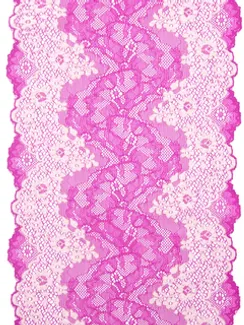 0597 Кружево эластичное 18 см, Италия, фуксия/айвори 004