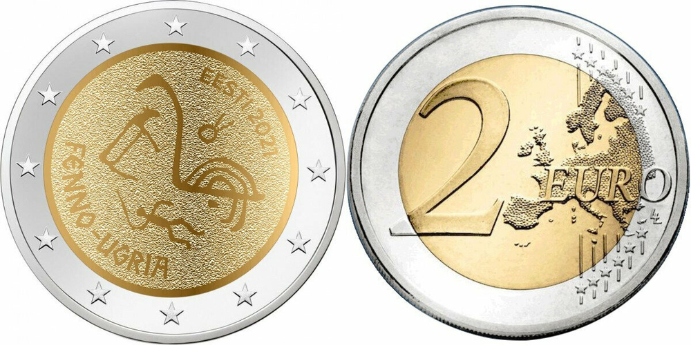 Эстония 2 евро, 2021 Финно-угорские народы