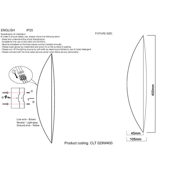 Настенный светильник Crystal Lux CLT 029W400 WH