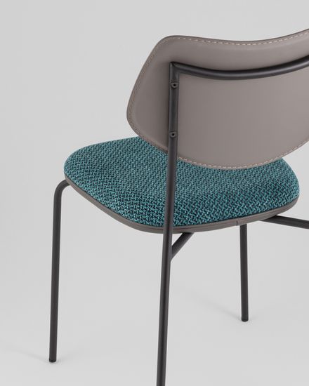 Стул обеденный Casey темно-бирюзовый с серой экокожей