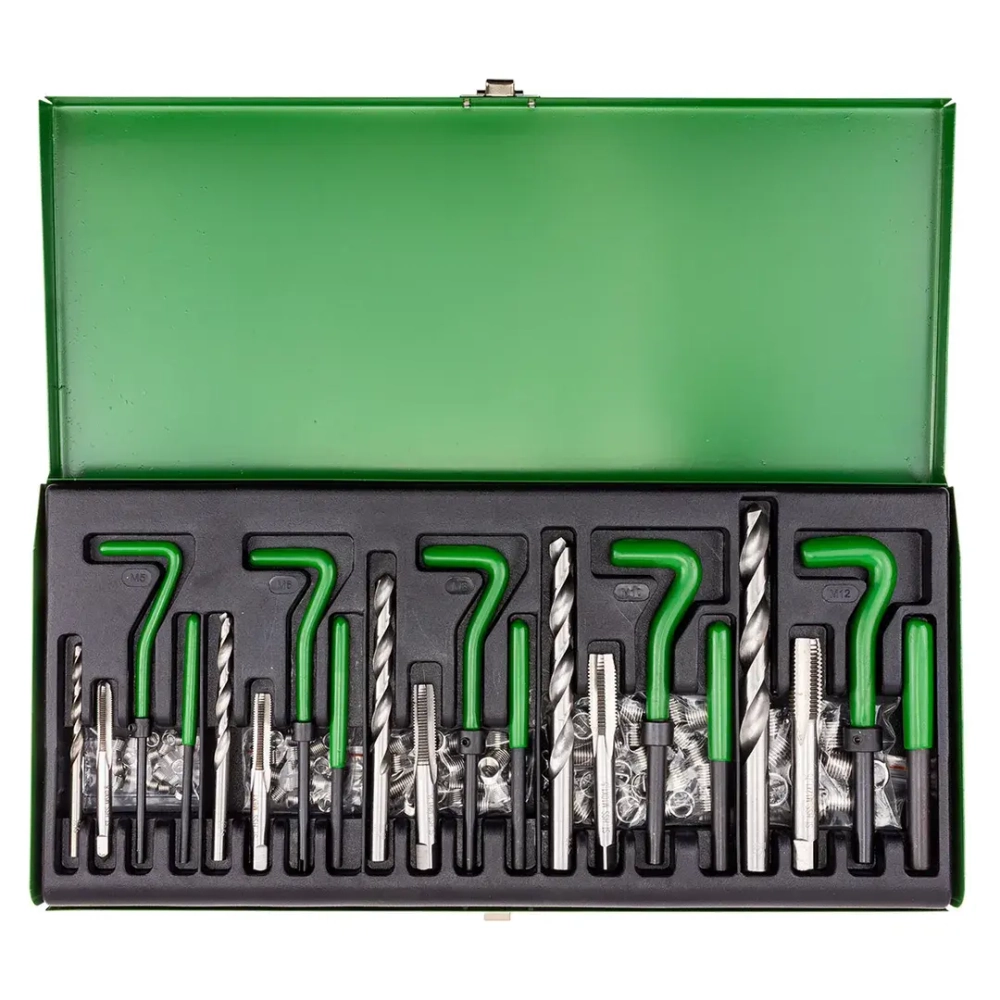 Набор приспособлений и футорок для восстановления резьбы: М5х0,8 М6х1,0 М8х1,25 М10х1,5 М12х1,75 (131пр.)в кейсе. RockForce##Rock FORCE RF-9130U1